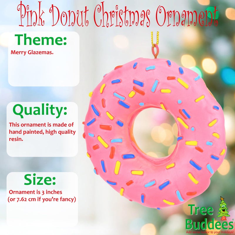 Tree Buddees Pink Donut with Sprinkles Food Christmas Ornament - Image 2